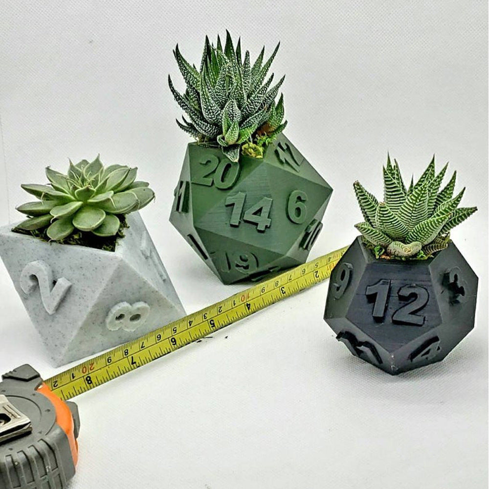3D Printed Plant Pot Table Top RPG Dice Succulent Planter Set