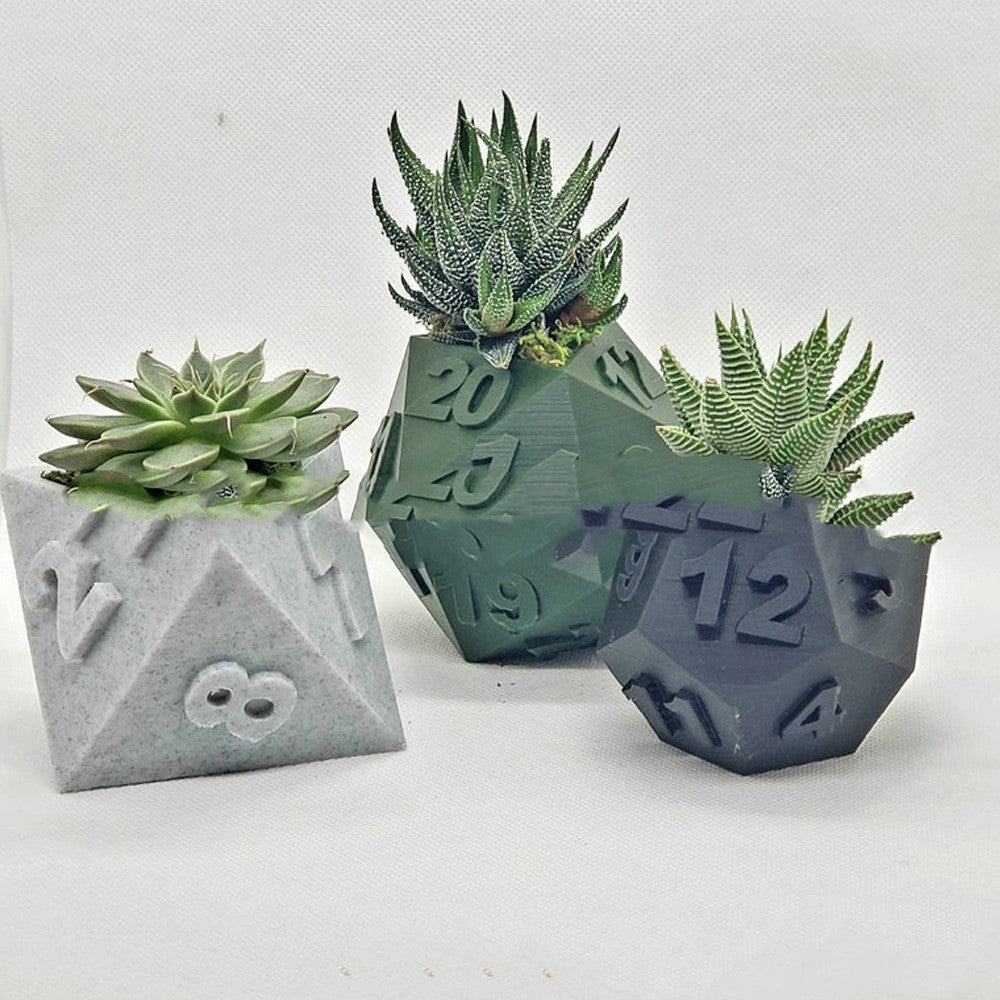 3D Printed Plant Pot Table Top RPG Dice Succulent Planter Set