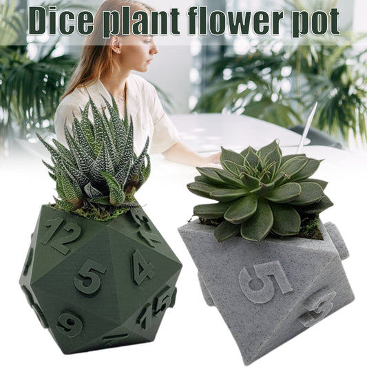 3D Printed Plant Pot Table Top RPG Dice Succulent Planter Set